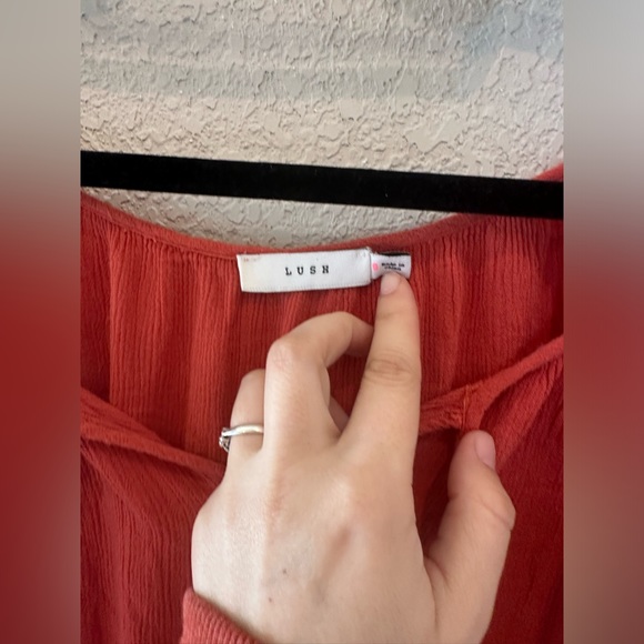 Lush Boutique Burnt Orange Bohemian Romper Crochet Lace Size Small - Picture 2 of 9